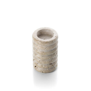 Bougeoir chauffe-bougie en travertin ondulé – Beige – M — vue 2