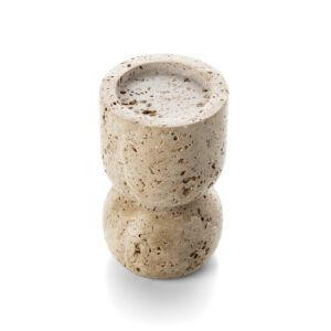 Bougeoir colonne en travertin – Beige — vue 2