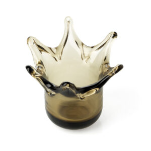 Bougeoir en verre soufflé The Crown – Fumé