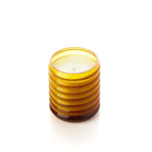 Bougeoir en verre strié miel — Large