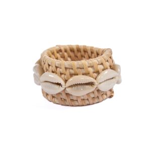 Rond de serviette rotin et coquillages naturels — vue 2