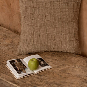 Housse de coussin en lin damier – Naturel
