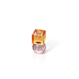 Bougeoir en verre rose facetté — Collection Citrine & Rose Quartz — vue 2