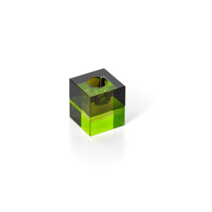 Bougeoir cube en verre recyclé – Vert fumé — vue 2