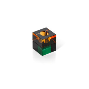 Bougeoir en verre recyclé Gem Blocks – Ambre et Vert — vue 2