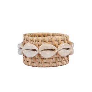 Rond de serviette rotin et coquillages naturels