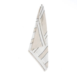 Serviette de table en lin rayée – Naturel Noir Blanc 45x45