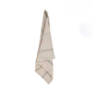 Serviette de table en lin rayé naturel noir — 45x45