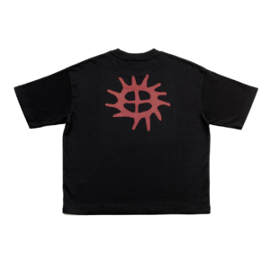 T-shirt oversize noir logo terracotta