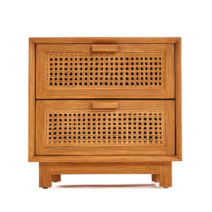 Table de chevet en teck et rotin Harmony