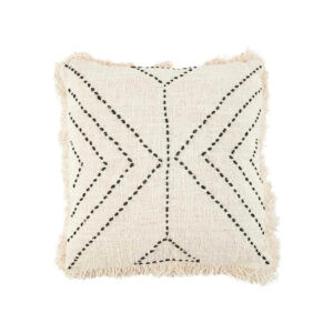 Housse de coussin tribal en raphia naturel – Noir