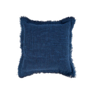 Housse de coussin à franges bleu marine