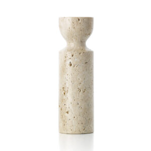 Bougeoir en Travertin Sablier - Beige - M