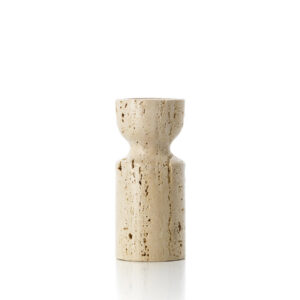 Bougeoir en travertin sablier – Beige – S