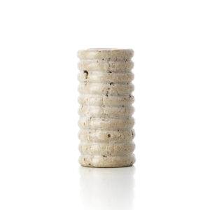 Photophore en travertin strié – Beige – Grand