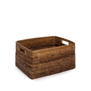 Panier à magazines colonial en rotin naturel – Grand