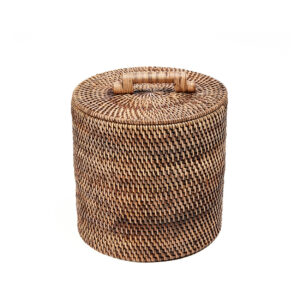 Corbeille basse en rotin naturel