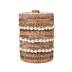 Panier de rangement en rotin tressé motif coquillage