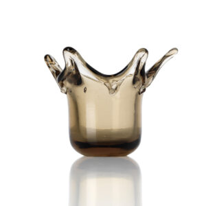 Bougeoir en verre soufflé The Crown – Fumé