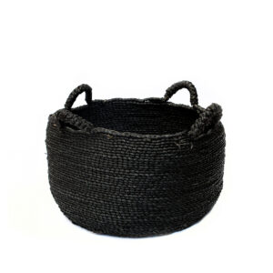 Panier tressé en herbe de mer – Noir – M