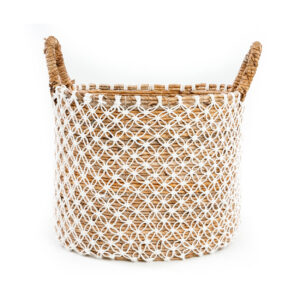 Panier en macramé tressé croisé - L