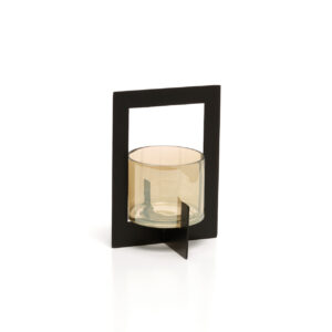 Photophore Hurricane en verre recyclé – Noir – M