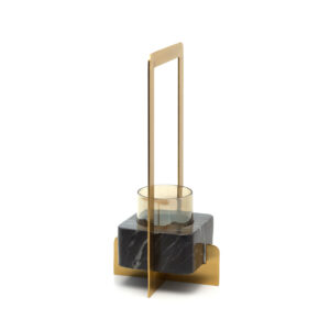 Bougeoir Marbre d'Or – Noir & Or – Grand