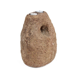 Bougeoir totem en terre cuite – Brun
