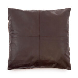 Housse de coussin en cuir quatre panneaux – Chocolat 60x60