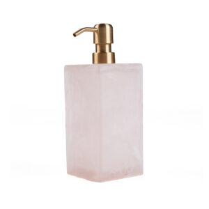 Distributeur de savon en résine rose et blanc