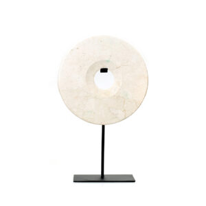 Disque en marbre sur pied – Blanc – M