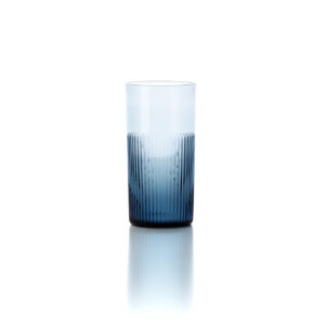 Grand verre à eau strié bleu azur