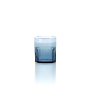 Verre bas en verre recyclé strié – Bleu Azure