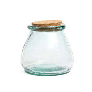 Pot en verre soufflé bleu avec couvercle en liège – L