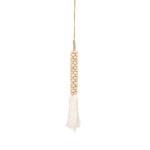 Pompon en bois et coton – Blanc naturel