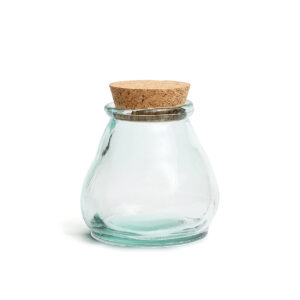 Pot en verre recyclé soufflé – Bleu – M