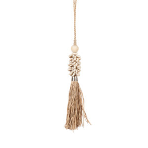 Pompon coquillages et raphia – Naturel