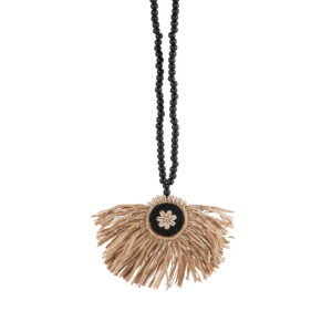 Pompon en raphia Mahkota – Naturel & Noir