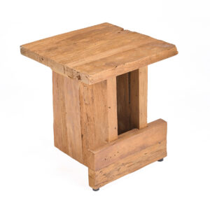 Tabouret bloc en teck recyclé – Naturel