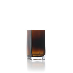 Vase cubique en verre ambré – S