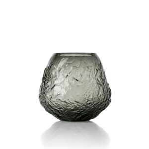 Vase en verre noir texturé – Earth Crater – Grand