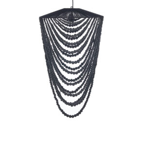 Lustre en perles de bois – Noir – Grand modèle