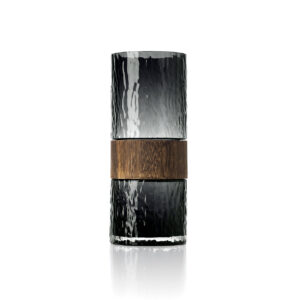 Vase en verre et bois – Gris foncé – Grand