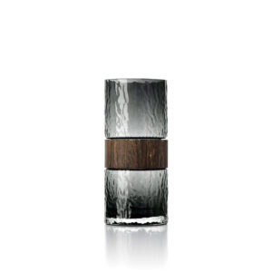 Vase en verre recyclé et bois – Gris foncé – M