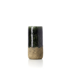 Vase cylindre en grès – Vert Mousse – M