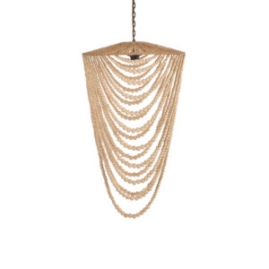 Lustre Perles en Bois Naturel – Grand Modèle