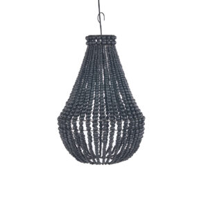 Lustre Teardrop en perles de bois – Noir – M