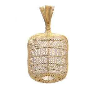 Lampadaire Dumpling en rotin naturel - Grand modèle