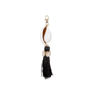 Porte-clés Kubu coquillage & raphia – Noir naturel