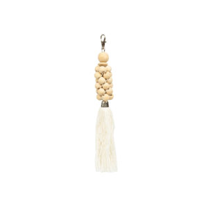 Porte-clés perles en bois naturel blanc